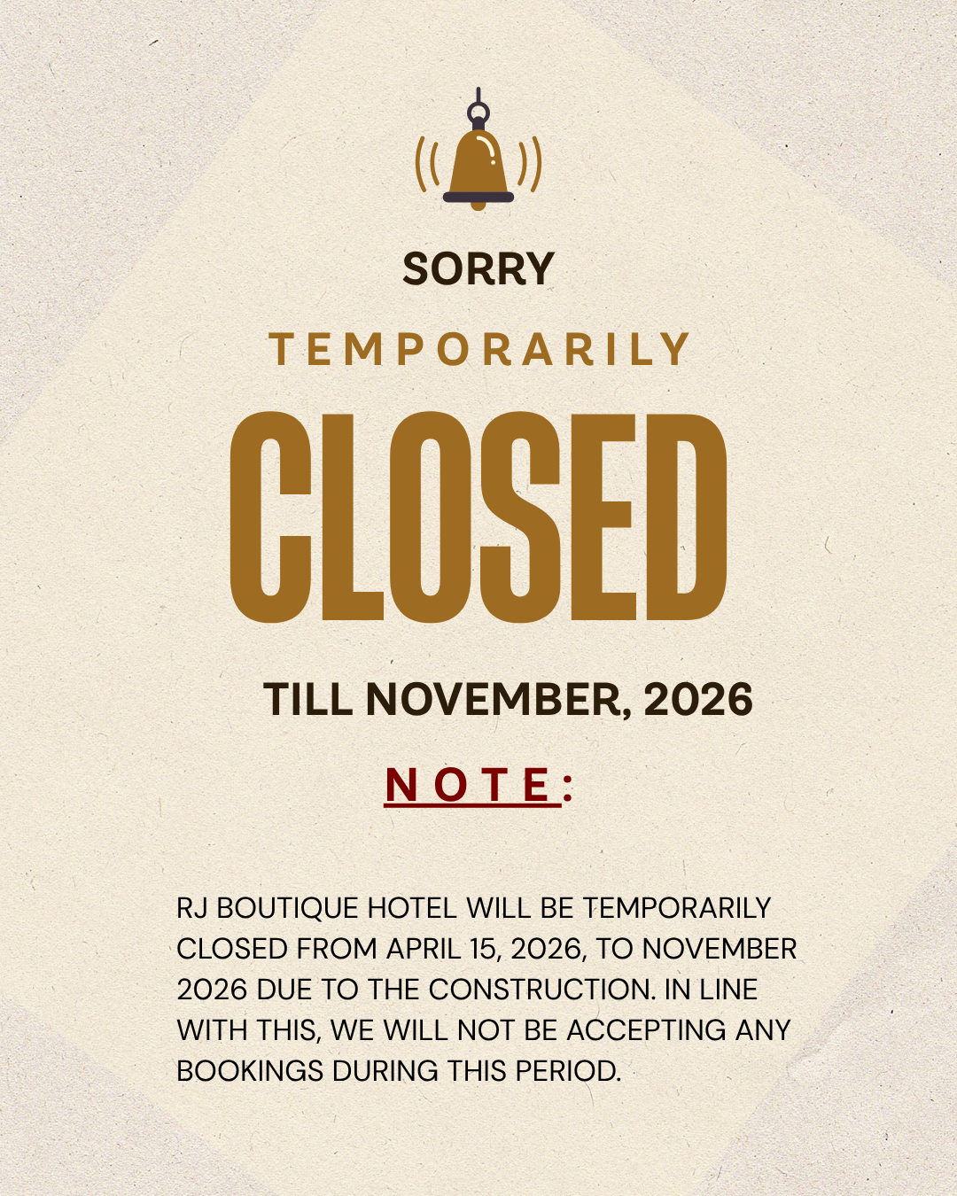 Temporarily Closed due to under-construction
